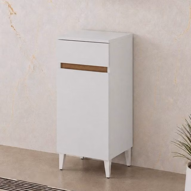 Mobile bagno multiuso 35 cm bianco 1 anta e 1 cassetto Kleo