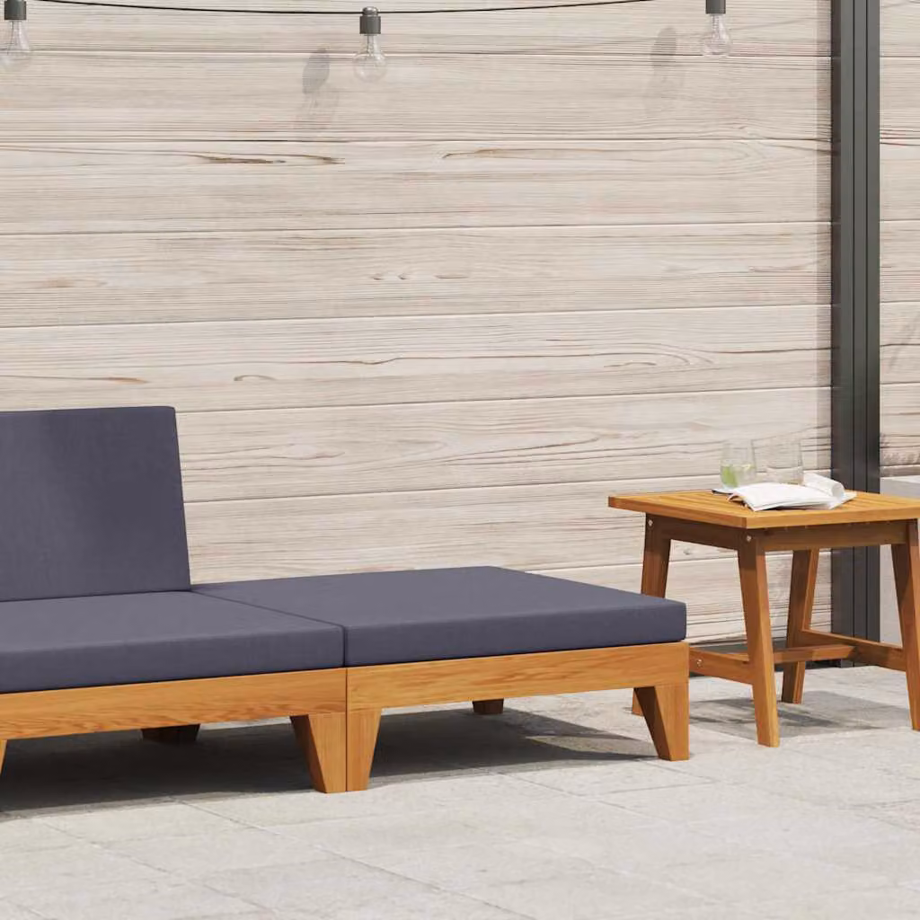 vidaXL Poggiapiedi Modulare in Legno di Acacia con Cuscino Grigio