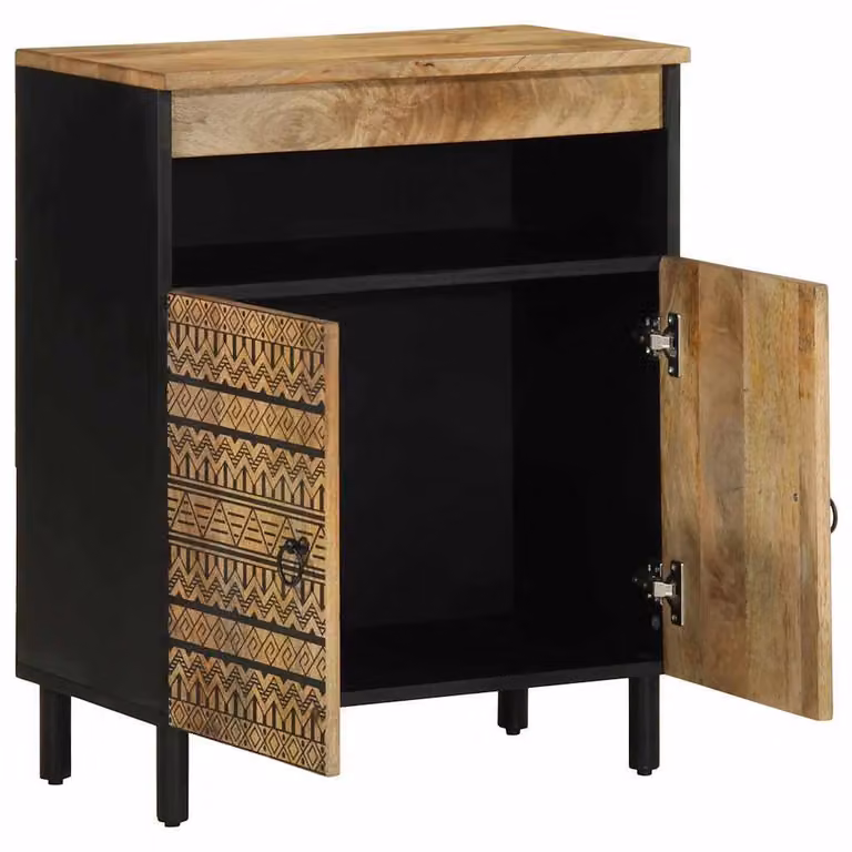 Credenza 60x33,5x75 cm in Legno Massello di Mango Grezzo