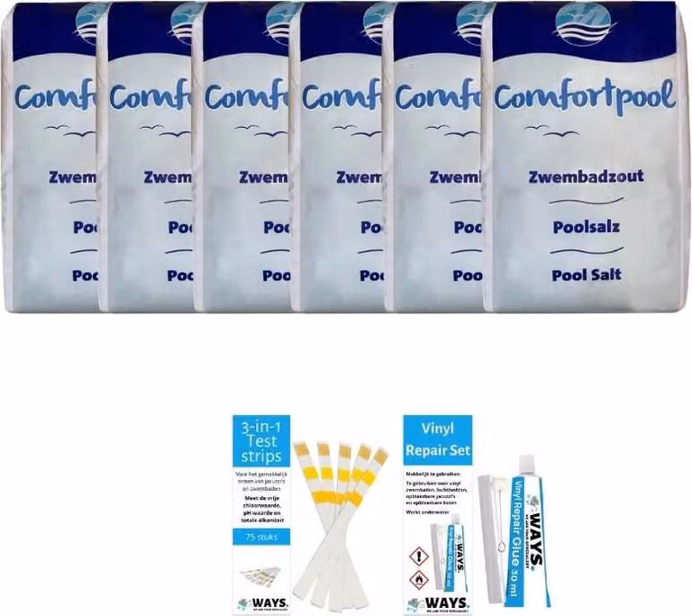 Confezione economica -per piscina - 120 kg (6 x 20) & kit di riparazione WAYS e strisce reattive