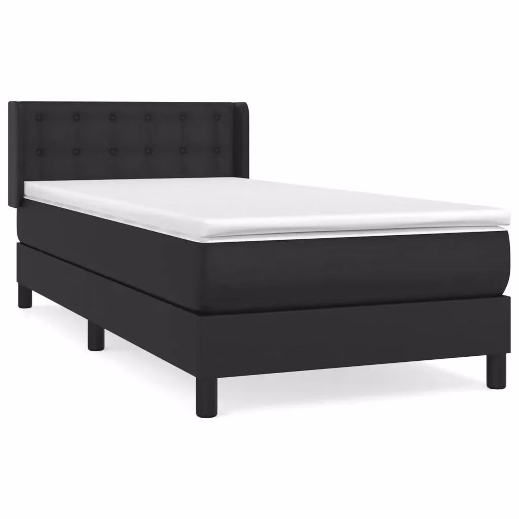 Letto a molle con materasso ibrido vidaXL in similpelle nera e legno di larice L/P/H: 203 x 90 x 88 cm – 2