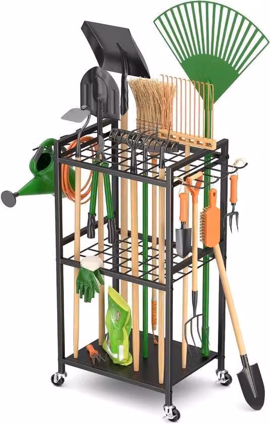 Valigetta per il giardinaggio e il bricolage con rivestimento resistente alle intemperie, ideale per il trasporto di attrezzi da giardino; dimensioni: 80 x 40 x 34 cm, colore nero.