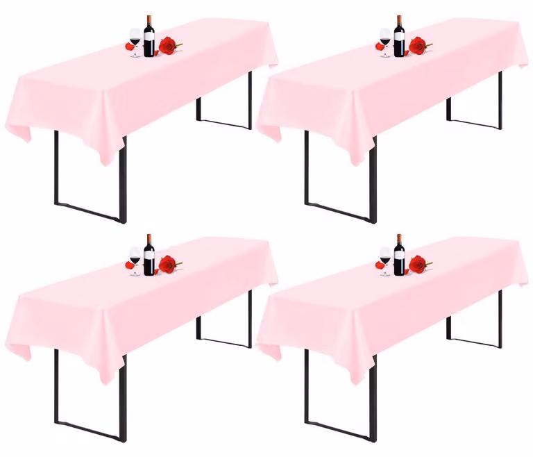Tovaglia per birreria, set da 4 pezzi, 100 x 250 cm, rosa, impermeabile, in poliestere