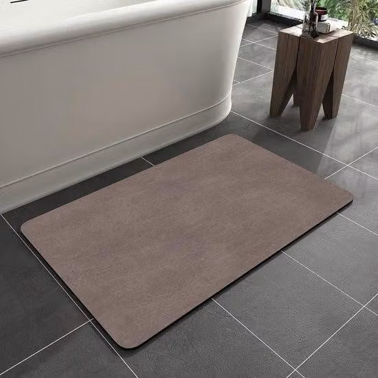 Tappetino da doccia - Antiscivolo, microfibra, diatomite, ad asciugatura rapida, per bagno e soggiorno (marrone, 60x90 cm)