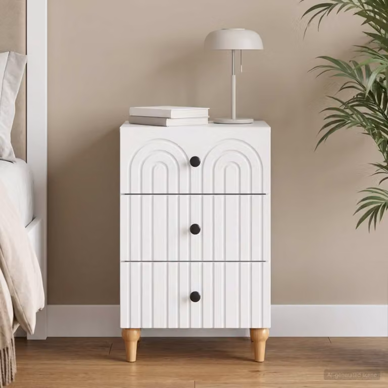 Armadio da notte vidaXL bianco moderno in legno ingegnerizzato e metallo L/P/H: 43 x 41 x 66,5 cm