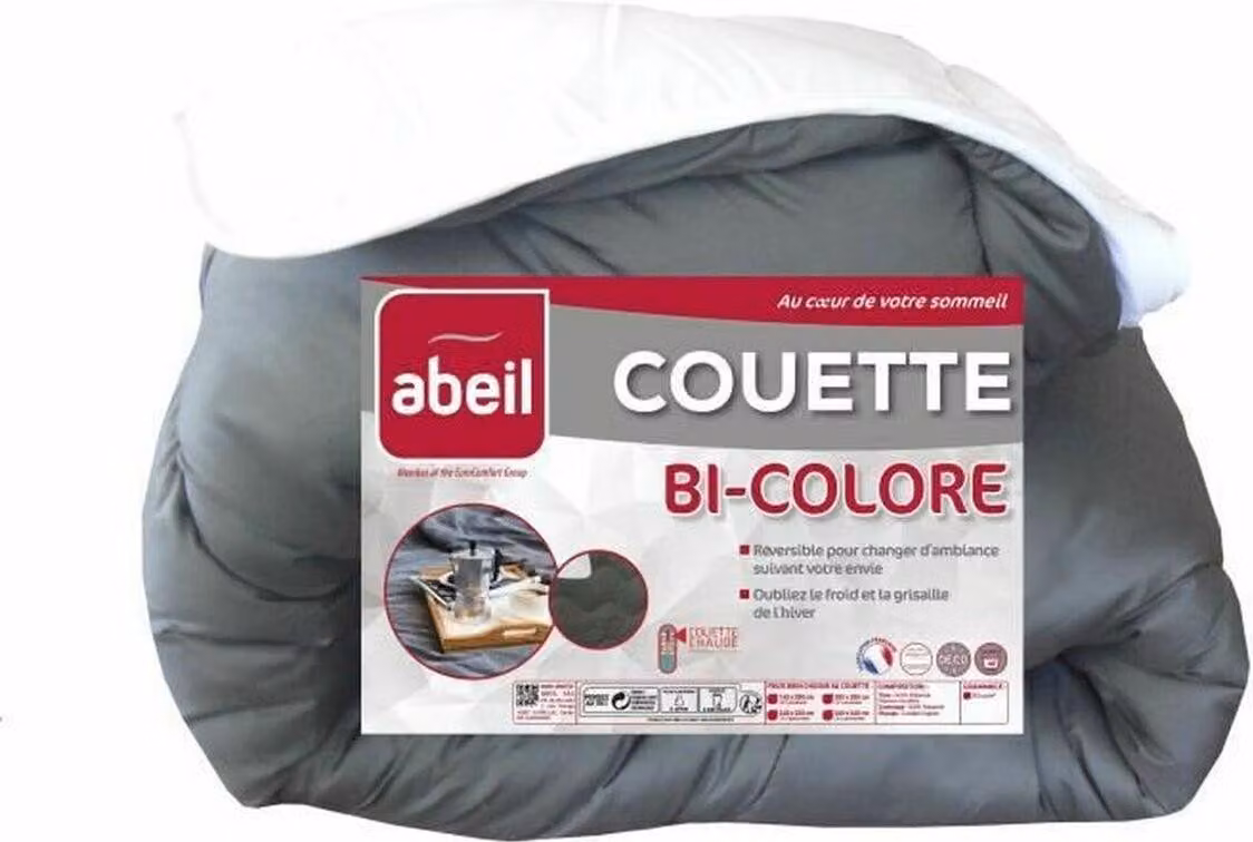 Pilota matrimoniala Abeil, lavabil in masina, 350 g/m², bicolore alb/gri, 200x200 cm