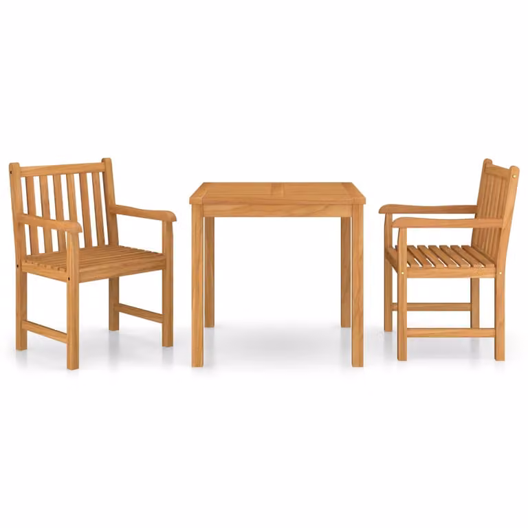 Set da pranzo da giardino 3 pz 80x80 cm in legno massello di teak