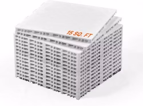 VEVOR Set di 15 Tappetini da Hockey su Prato ad Incastro, Piastrelle Sportive Versatili per Palestra o Pista da Ballo, Grigio e Bianco, L/P/H: 31,5 x 31,5 x 1,6 cm