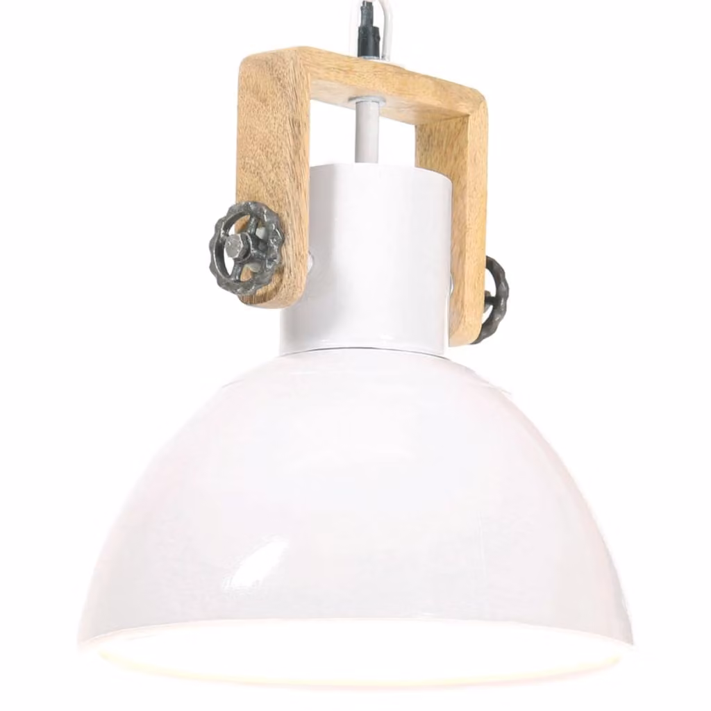 The Living Store Lampada a sospensione in stile industriale 25 W Bianco Rotondo 30 cm E27