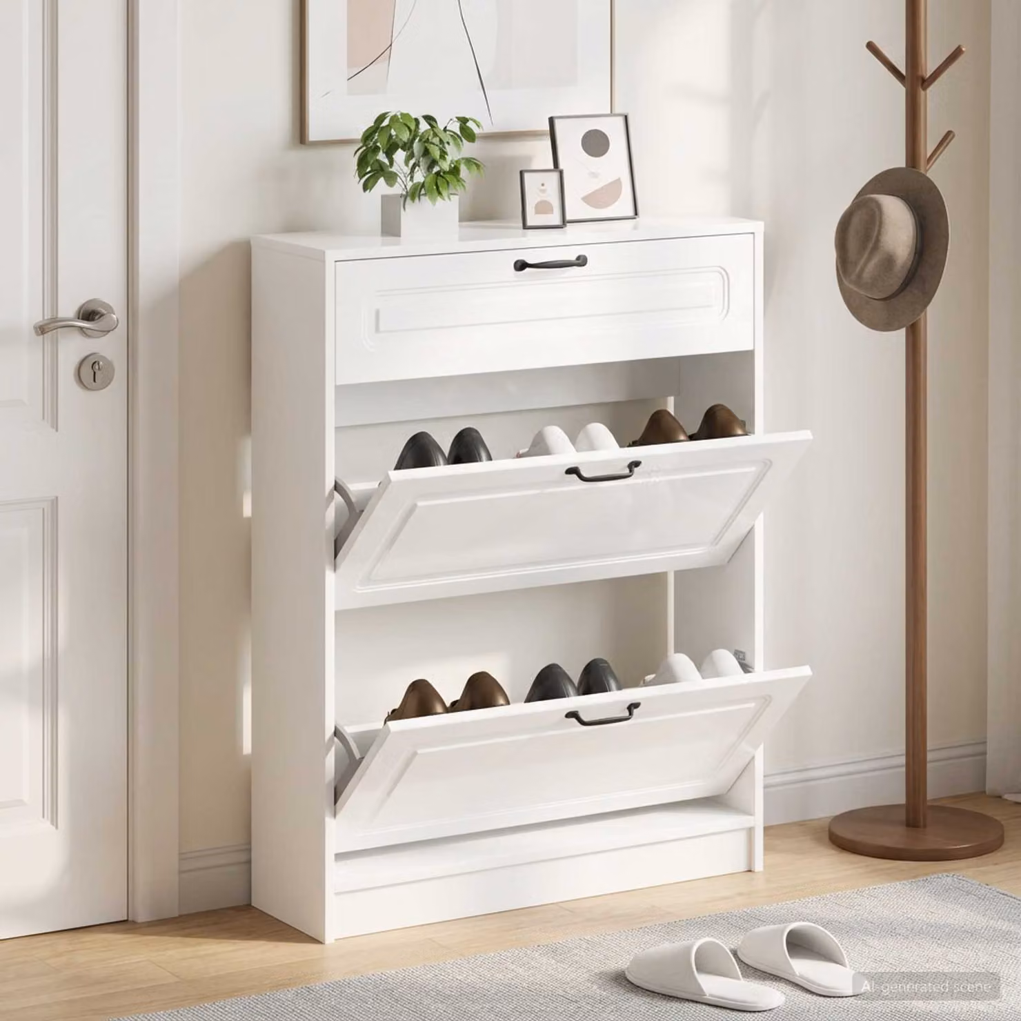 Mobile porta scarpe vidaXL UTRECHT moderno con ante a ribalta in MDF e metallo L 78 cm x P 24 cm x H 100 cm