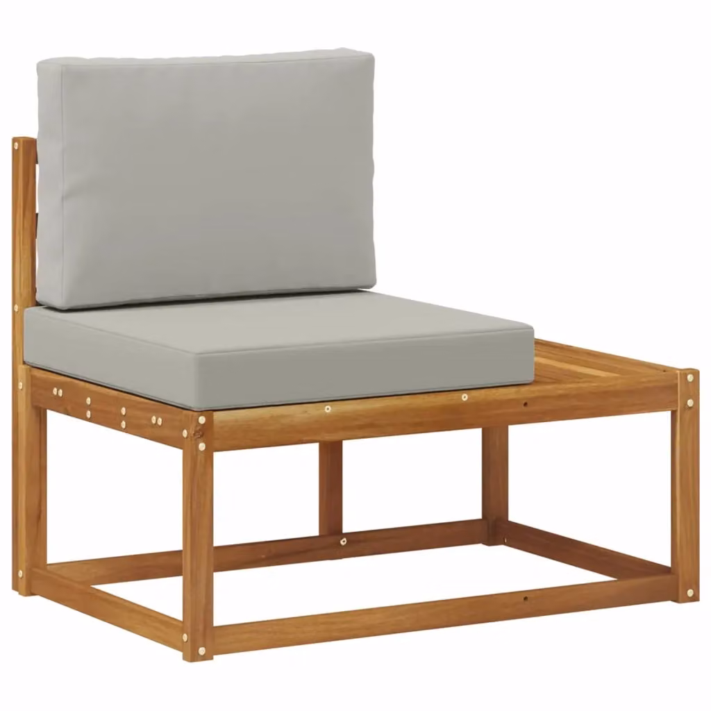 Divano da esterno moderno vidaXL in legno di acacia con cuscini in schiuma, beige o grigio, L/P/H: 91 x 63 x 73 cm – 2