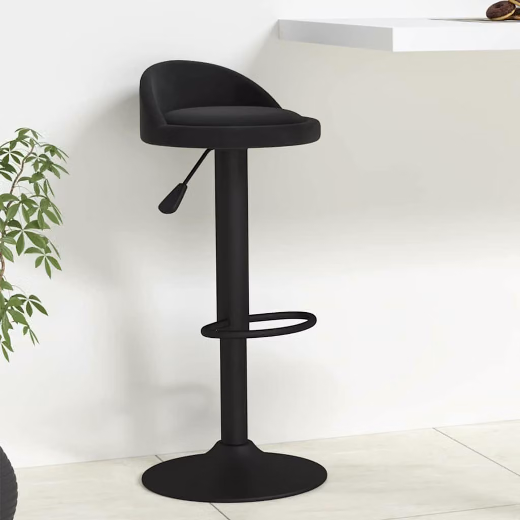 Sgabello da bar vidaXL in velluto nero con struttura in metallo moderno