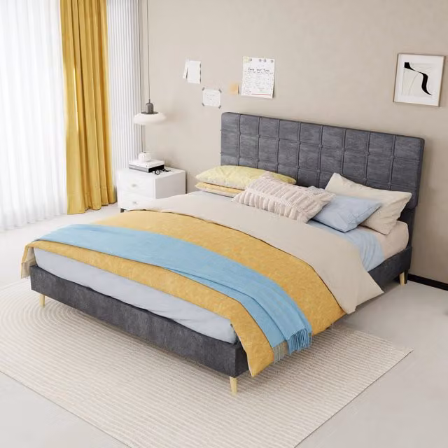 letto in velluto grigio 160 x 200 cm