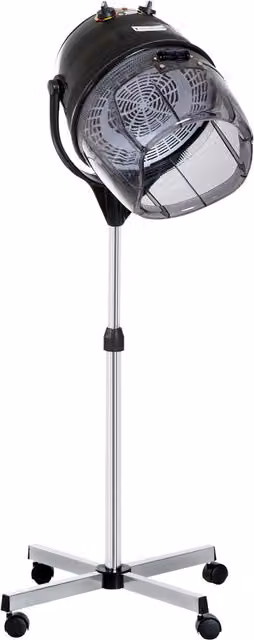 Casco Asciugacapelli HOMCOM da 1180W con Altezza Regolabile, Timer 60 Minuti e Ruote Girevoli, Nero, L/P/H: 65 x 65 x 115-165 cm