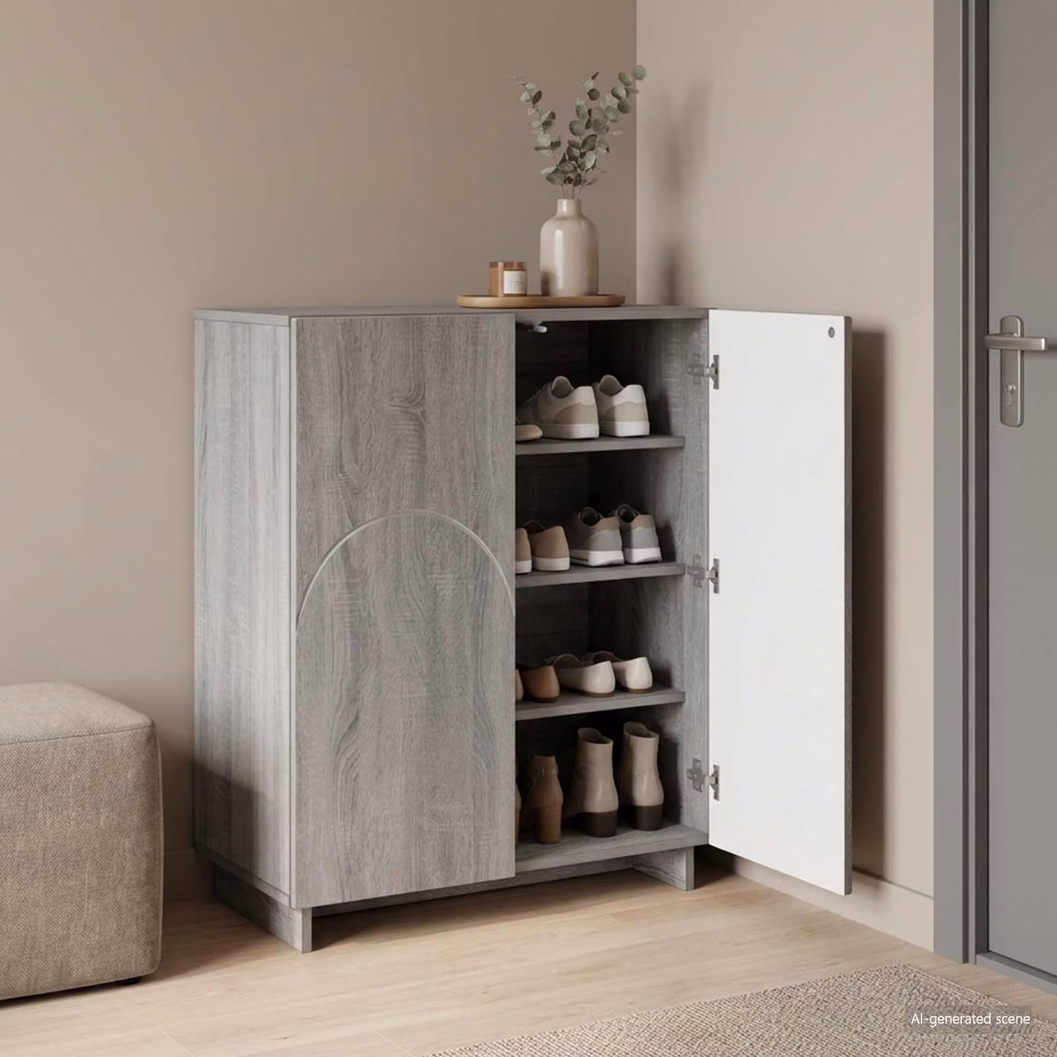 Scarpiera moderna vidaXL in legno grigio L: 73 cm, P: 38 cm, H: 87,5 cm