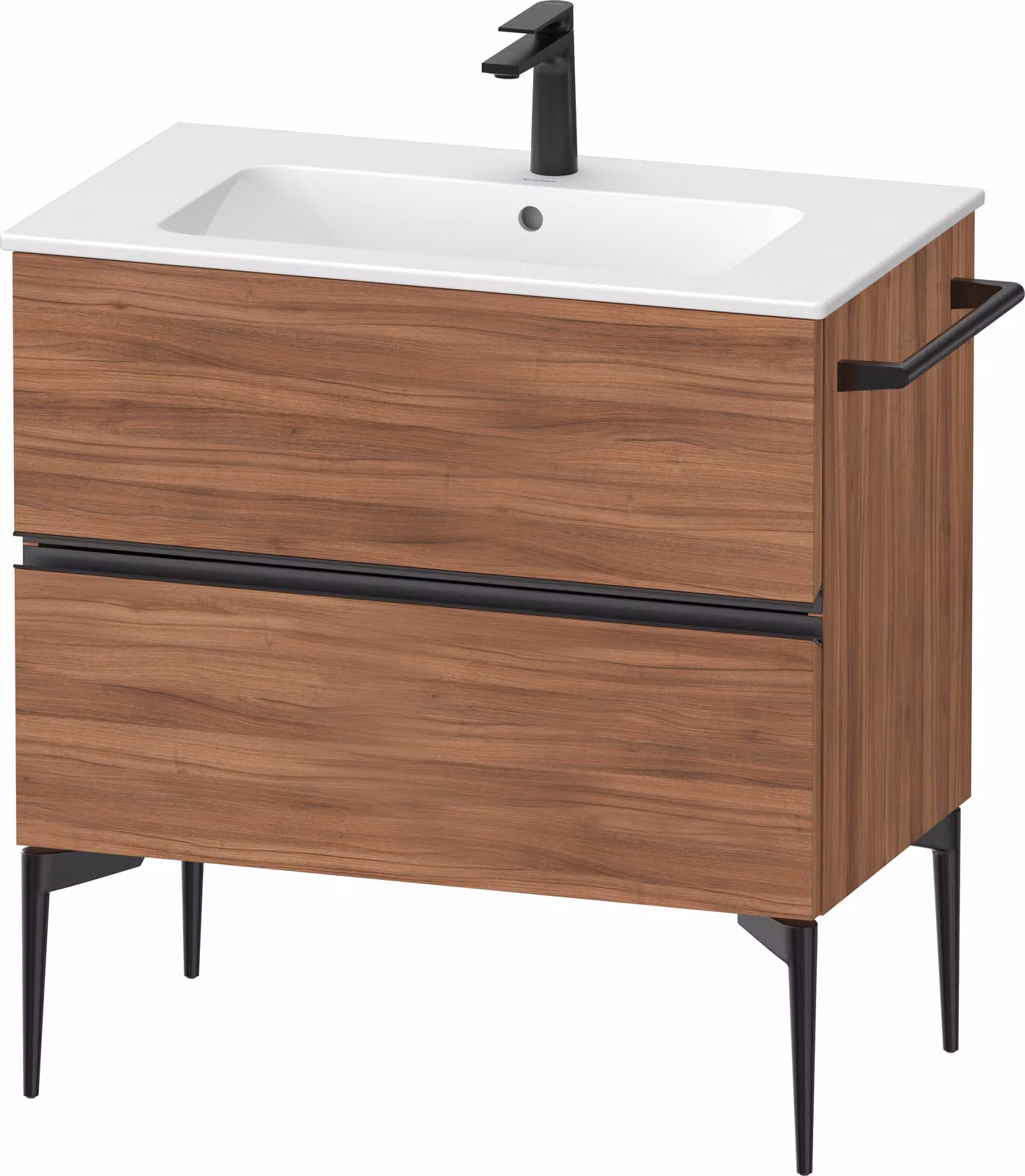 Duravit Sivida Meuble sous-lavabo, 2 tiroirs, poignée encastrée noir diamant mat, 810x477x591mm, pour ME by Starck, SV46440BD790000, SV46440BD790000
