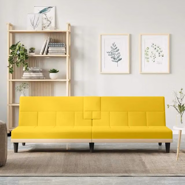 Divano Letto Moderno vidaXL in Tessuto Giallo