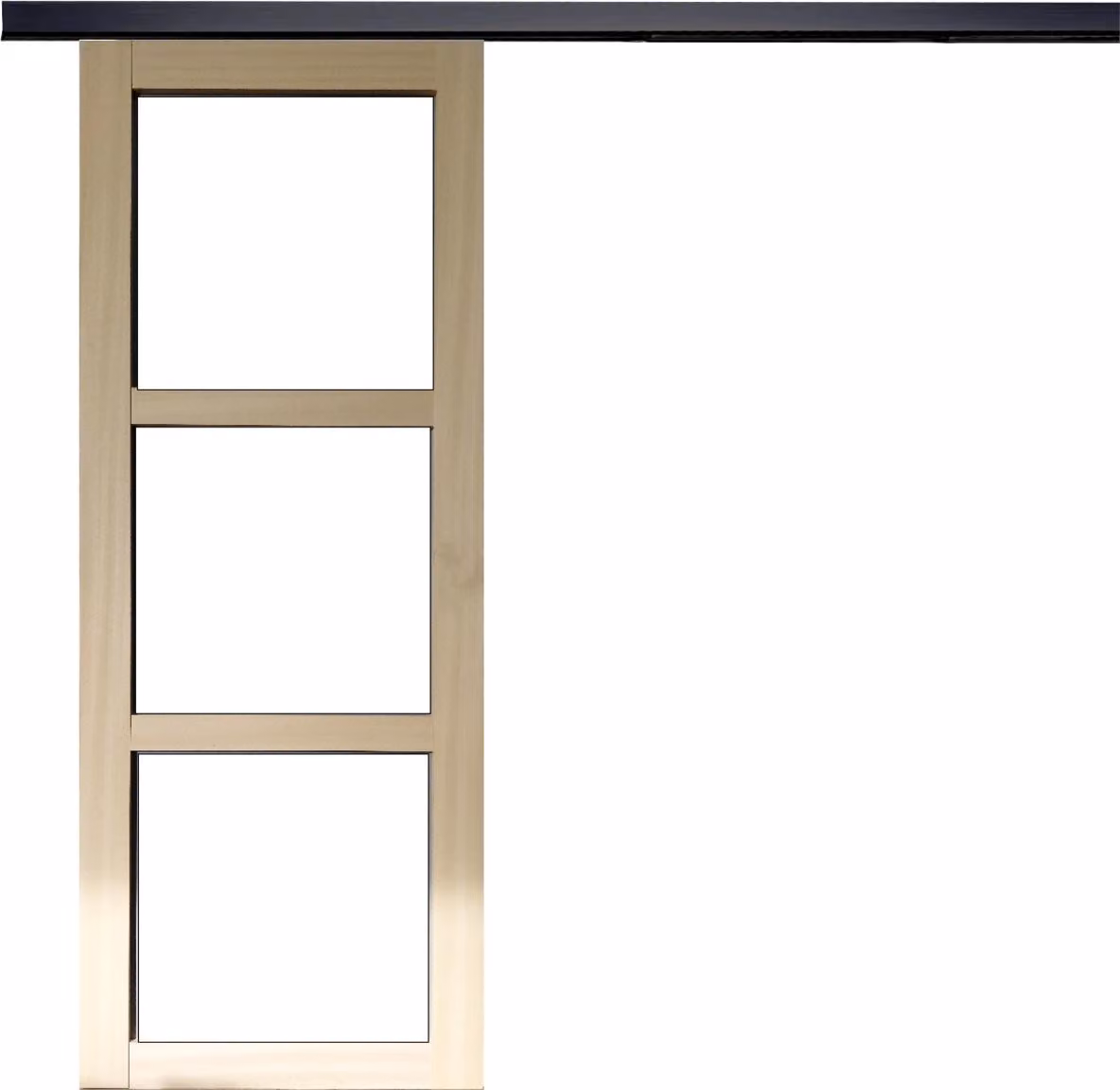 Porta scorrevole in legno Ayous con vetro trasparente H204 x L73 cm, binario in alluminio con bandeau nero Gd Menuiseries