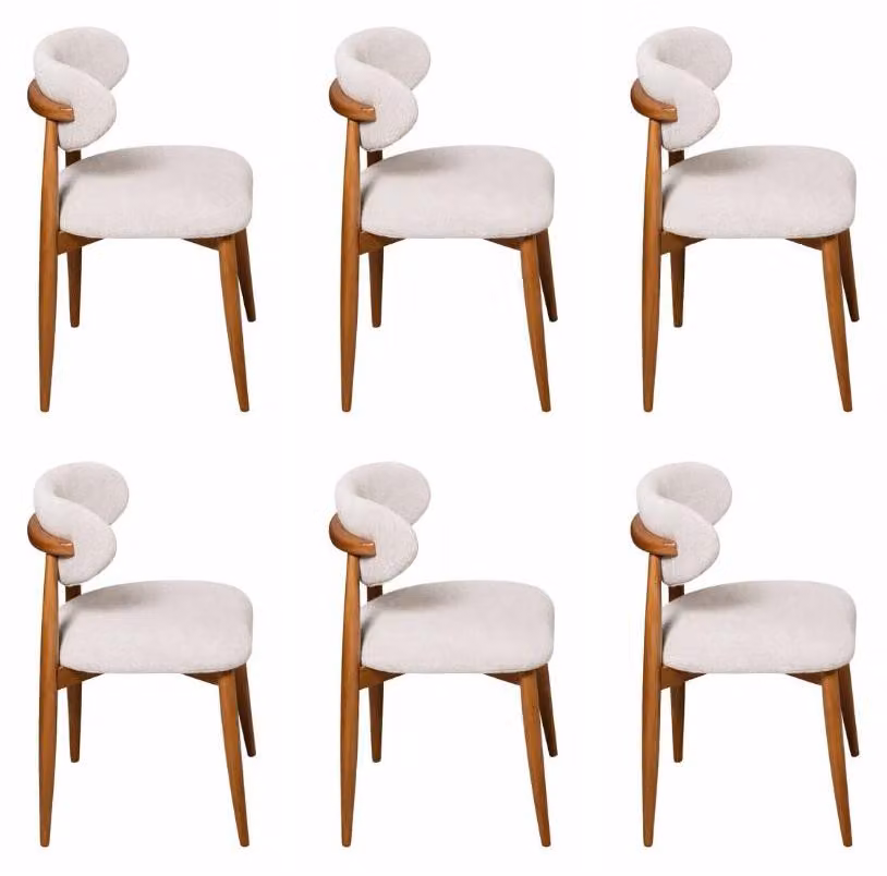 6 sedie, stile moderno, colore beige e marrone, imbottite, confortevoli, versatili, nuove