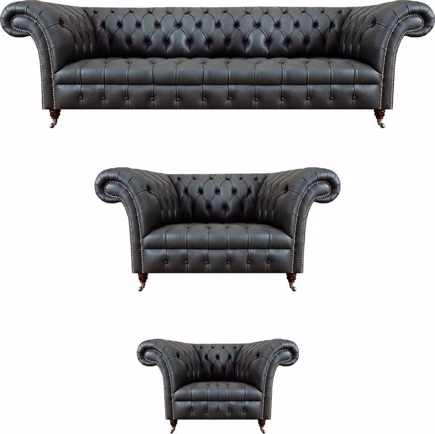 Leder Sofa Couch Polster Garnitur Sofagarnitur 3tlg Luxuriöse Wohnzimmer