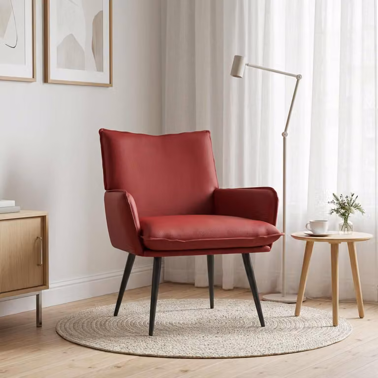 Poltrona moderna vidaXL in similpelle rossa con braccioli per soggiorno e camera da letto