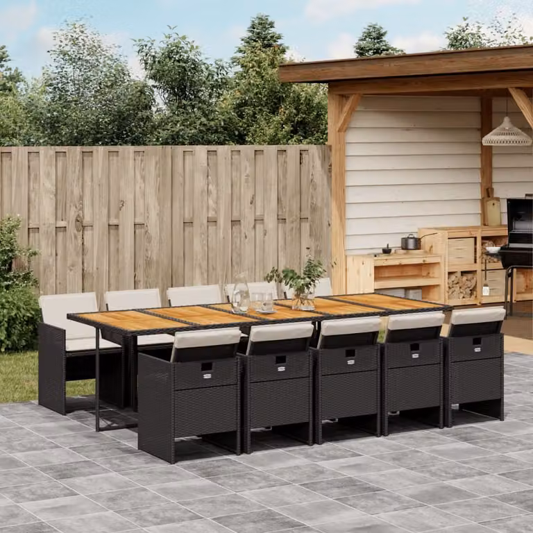 Maison Exclusive - Set da Pranzo da Giardino 11 pz con Cuscini in Polyrattan Nero