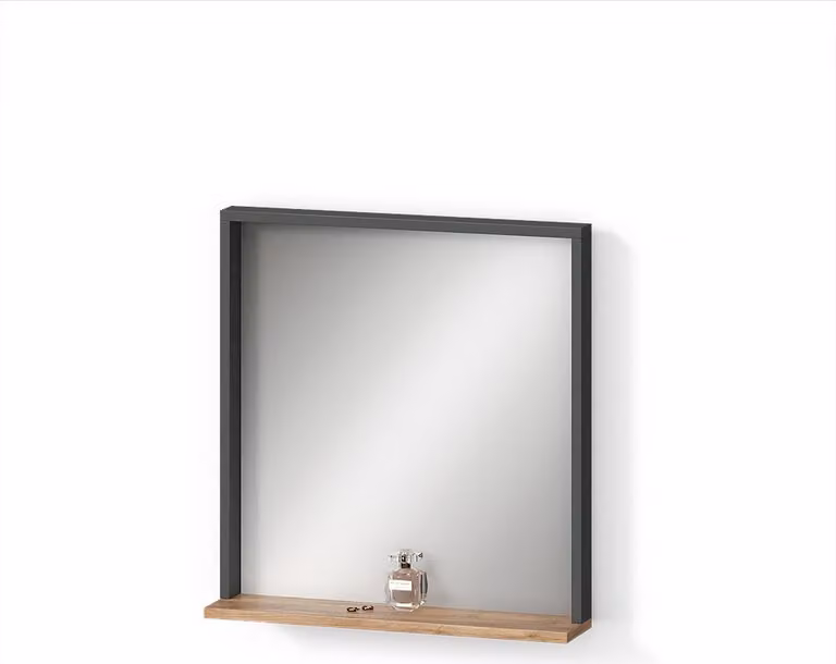 Specchio da parete Livinity Ortello Antracite/Rovere dorato 57 x 60 cm con specchio, Model 55901