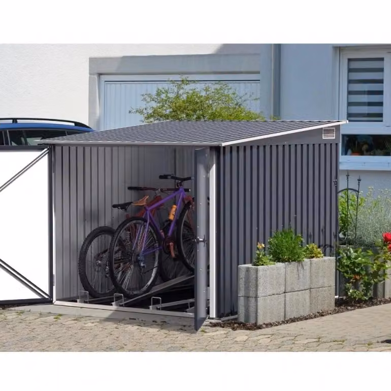 Box per biciclette in acciaio zincato Duramax, Grigio, L/P/H: 203 x 202 x 162 cm – 2