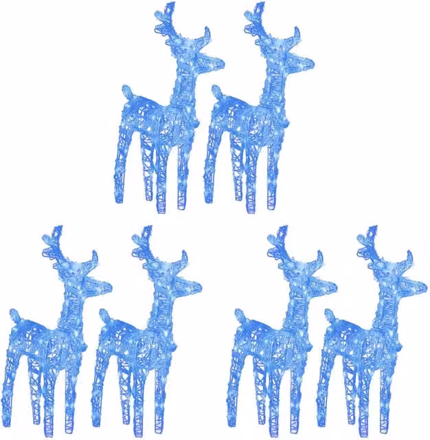 Set di 6 Renne di Natale Blu in Acrilico con 240 LED per Decorazione da Giardino CFW8598567