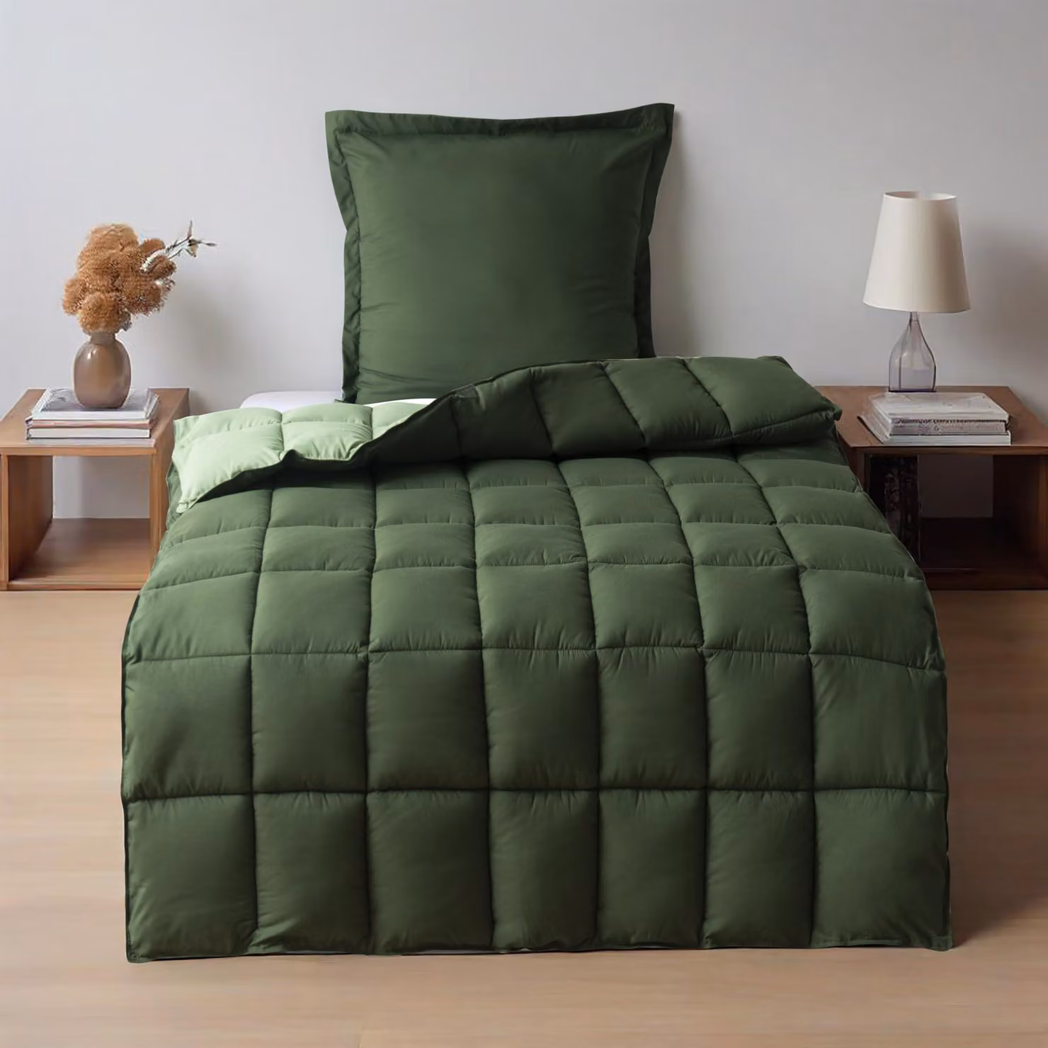 Copertura per letto 135 x 200 cm, federa per cuscino 80 x 80 cm, imbottitura alternativa al piumino da 1300 grammi, ideale per la camera da letto