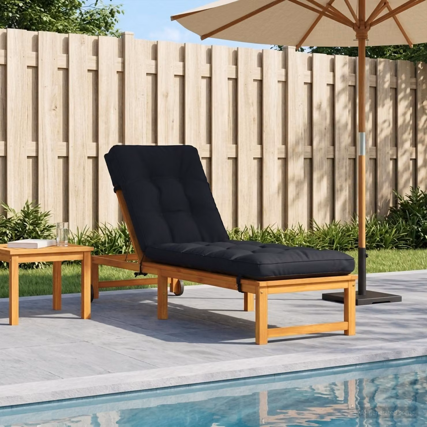 Cuscino per lettino vidaXL VIANEN in poliestere blu scuro con rivestimento rimovibile e resistente ai raggi UV