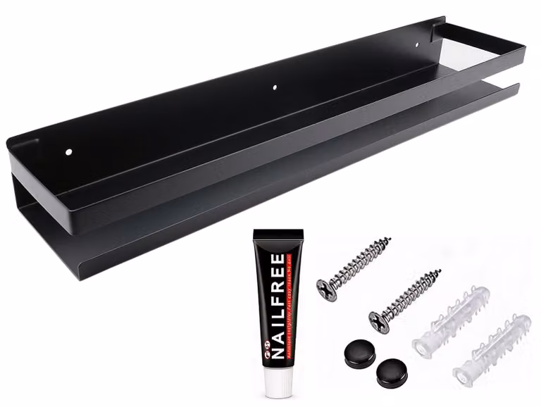 Solidchoice - Portaoggetti da parete senza fori, organizer in acciaio inossidabile da 50 cm per cucina e bagno