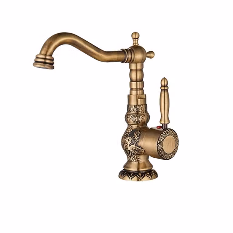 Miscelatore per lavabo in ottone, valvola in Vetroceramica resistente, rubinetto per acqua calda e fredda, ottone antico C breve