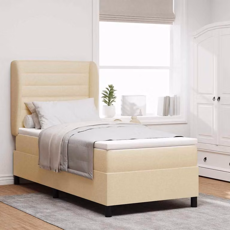 Maison Exclusive - Letto boxspring con materasso Crema 100 x 200 cm Tessuto
