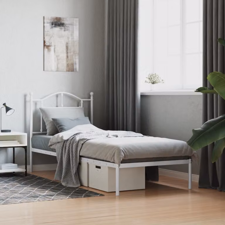 vidaXL Giroletto con Testiera in Metallo Bianco L 80 cm x P 200 cm