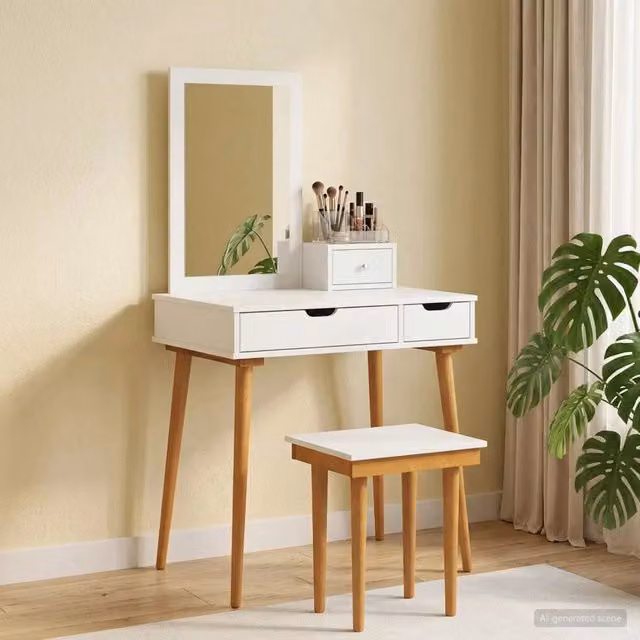 Set da Trucco Moderno vidaXL Bianco 4 Pezzi L/P/H: 76 x 50 x 143 cm – 1