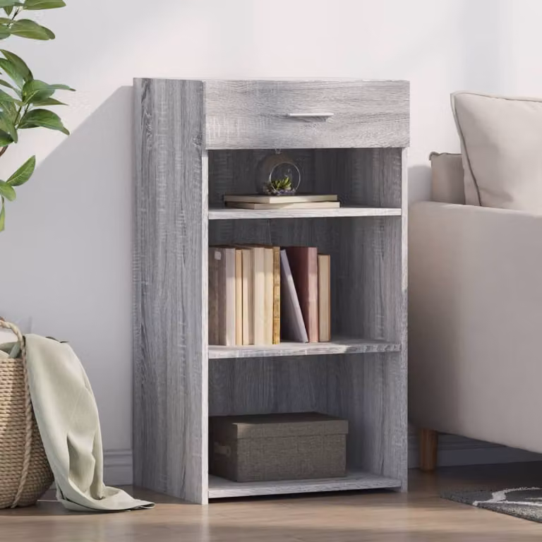 Credenza moderna vidaXL in legno multistrato e MDF, Grigio Sonoma, L 50 cm x P 42,5 cm x H 93 cm