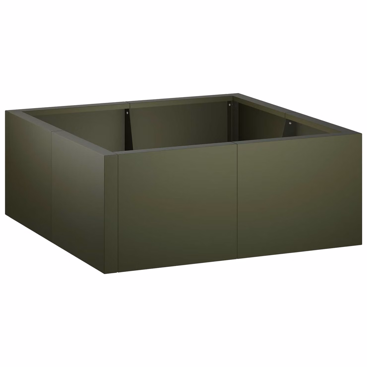 Set di 4 pezzi di aiuole rialzate vidaXL in acciaio, colore verde oliva, L 100 x P 100 x H 30 cm