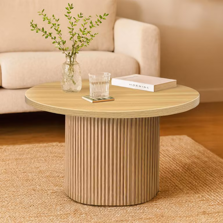 Tavolino rotondo scandinavo 70 cmin legno chiaro - Oviala Vicky