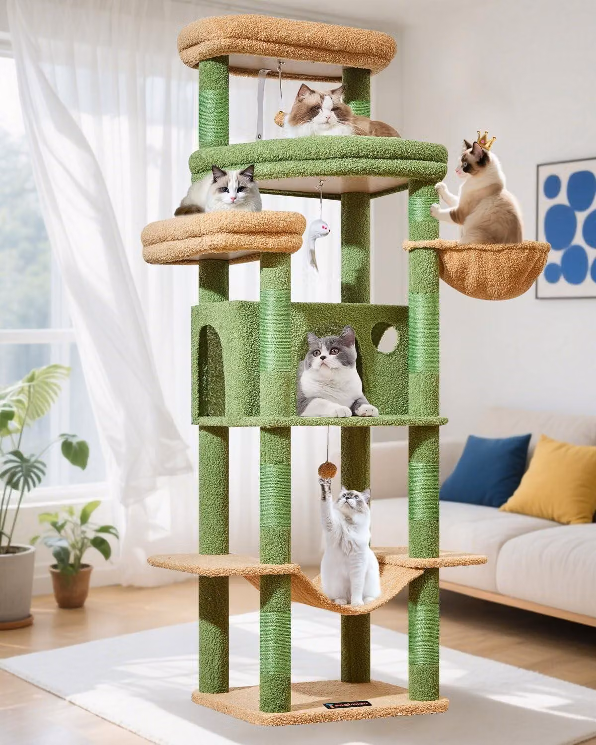 Omgoods - Albero per gatti grande, con 9 pali per graffiare e ampie piattaforme
