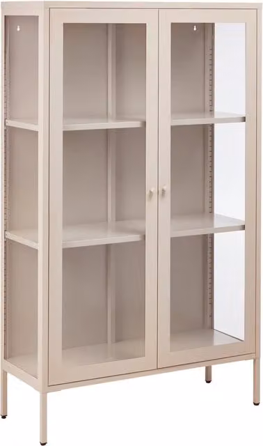 Credenza i in acciaio, 2 ante con elementi in vetro beige soggiorno moderno
