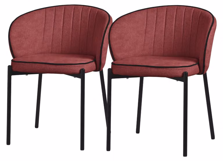ML-Design sedie per sala da pranzo set di 2 sedie da cucina rosse con rivestimento in tessuto gambe in metallo sedia da soggiorno con schienale sedie imbottite per sala da pranzo e cucina