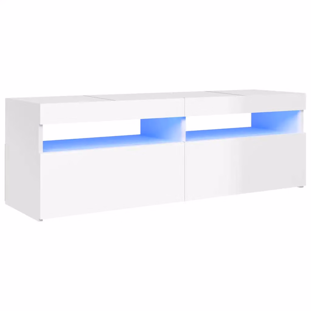 vidaXL Mobile Porta TV Moderno con Luci LED Integrate Bianco Lucido L 120 cm, P 35 cm, H 40 cm
