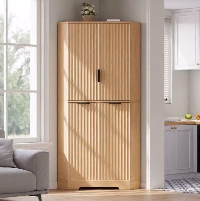 Mobile angolare con ripiani regolabili in MDF; 60 x 60 x 172 cm; naturale