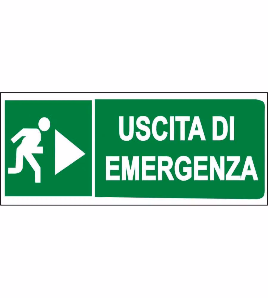 ROSH Segnaletica Uscita Emergenza Verde 31x14 cm Plastica Conforme D.Lgs.81
