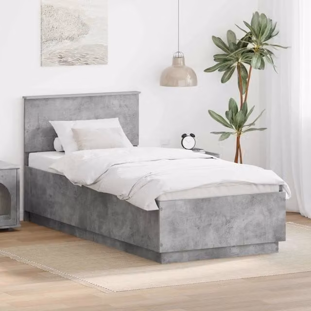 Letto con testiera e cassetti vidaXL in tessuto Grigio, L/P/H: 100 x 200 x 90 cm