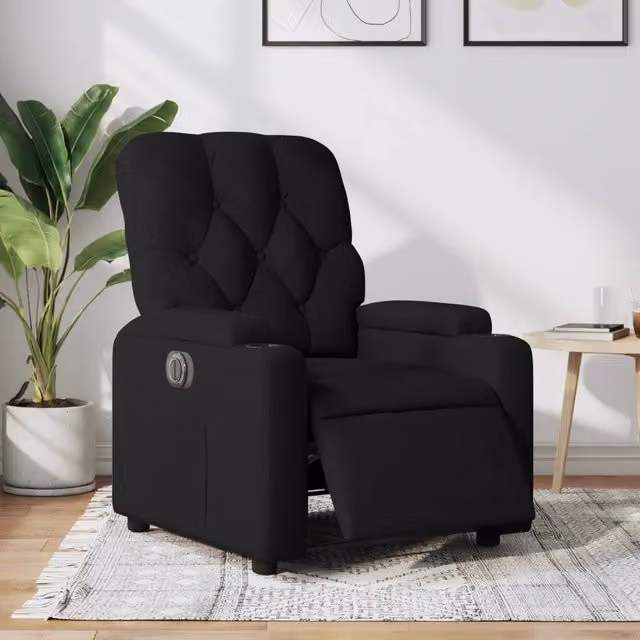 Poltrona Elettrica Reclinabile-Divano Sedia Nera in Tessuto 483945
