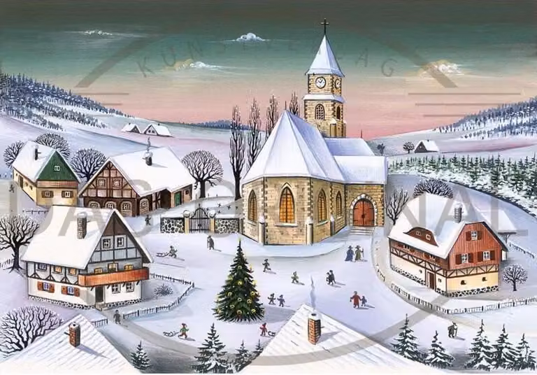 Calendario dell'Avvento in stile retrò "Atmosfera domenicale" 38x26 cm, cartoncino