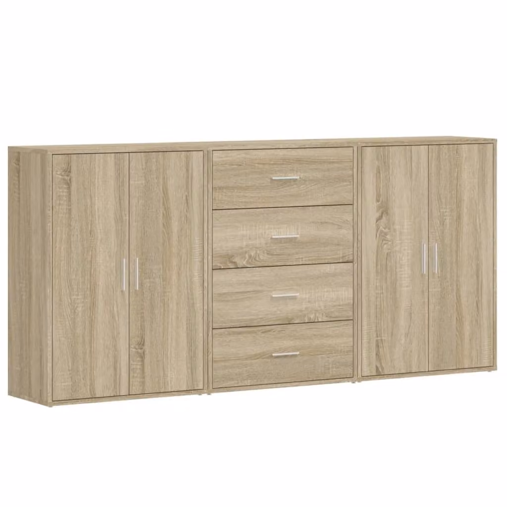 Credenze 3 pz Rovere Sonoma 60x31x84 cm in Legno Multistrato