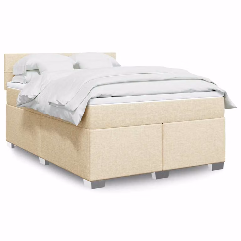 vidaXL Letto Ibrido con Materasso e Illuminazione Sotto il Letto, Colore Beige e Bianco, L/P: 140 x 190 cm